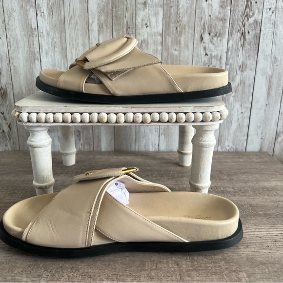 Banana Republic Cream Leather RAVELLO LEATHER SLIDE Preppy Women’s 9 - Picture 3 of 8